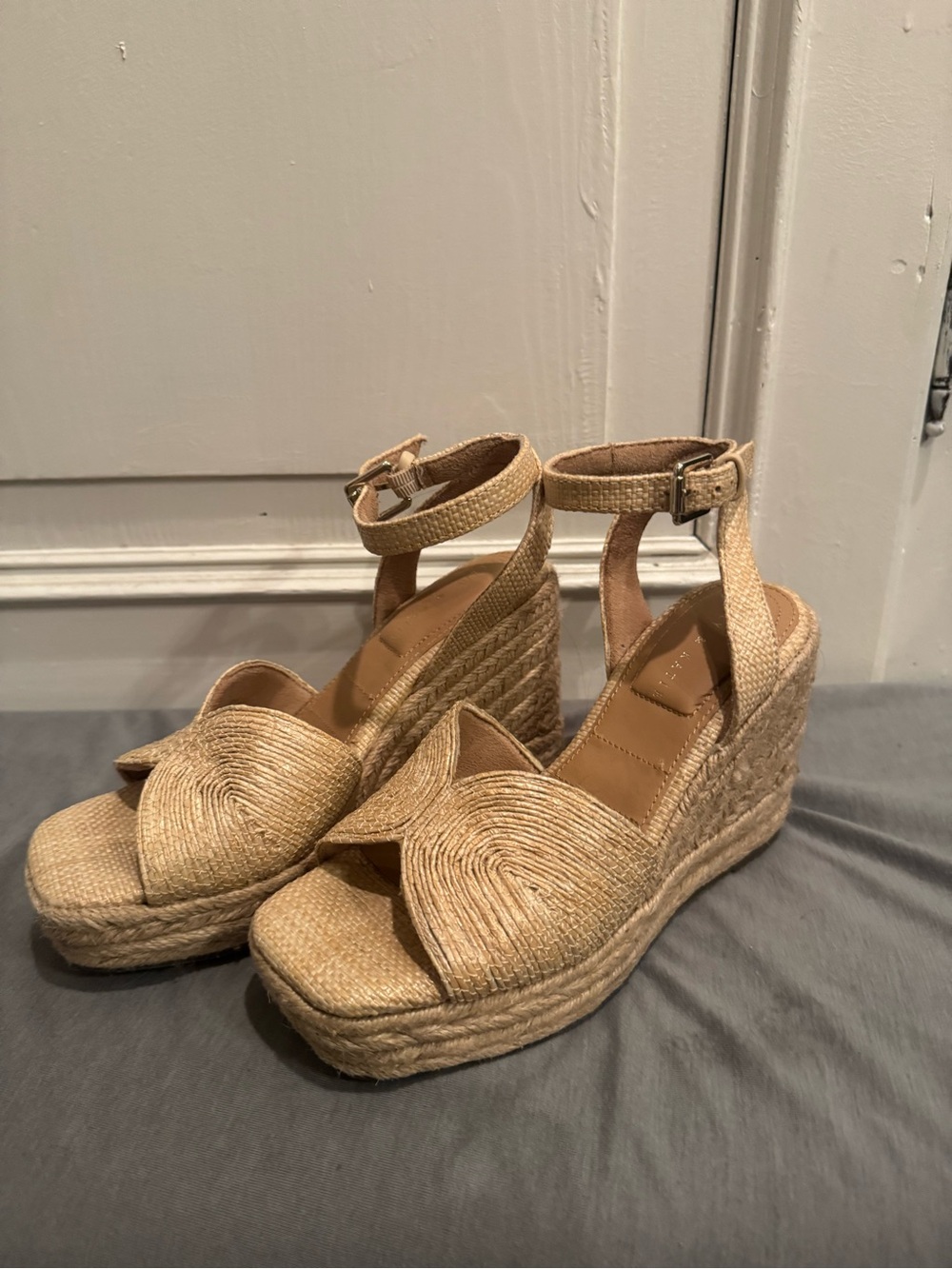 Kelly & Katie Natural Woven Espadrille Wedge Sandals